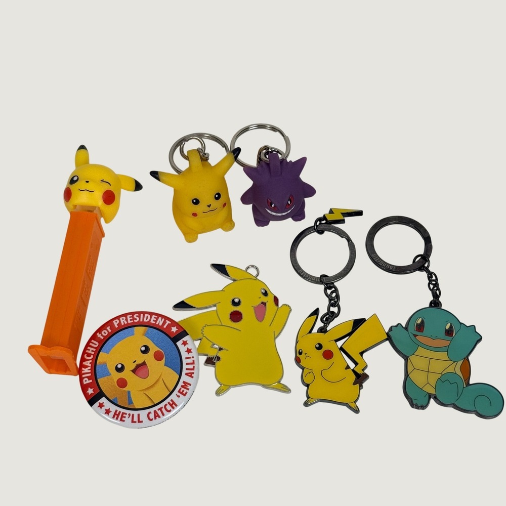 Pokemon Lot of‎ Keychains, Pins and Pez Pikachu Gengar Squirtle Loungefly